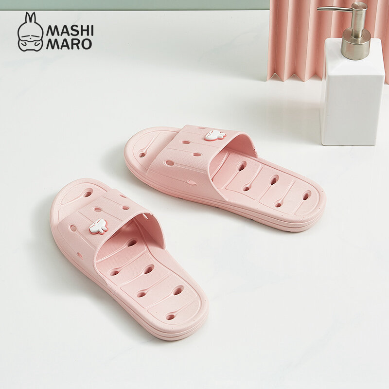 Mashimaro Bathroom Slippers Leaking Quick-Drying Slippers for Women Summer Indoor Non-Slip Deodorant Home Bath Slippers for Men