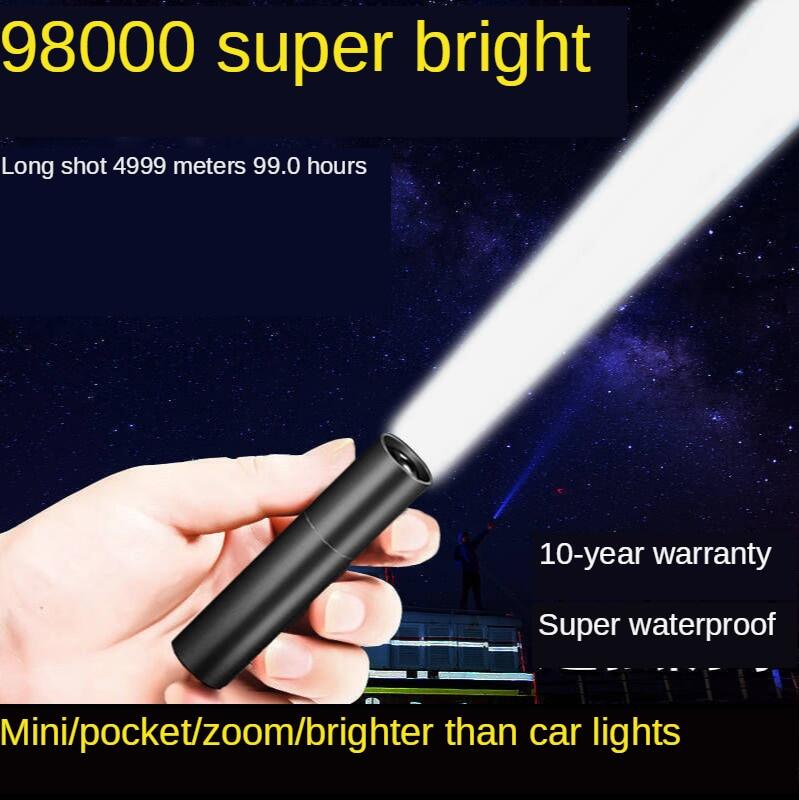 【Ready Stock】LED Mini Flashlight Torches USB Rechargeable Mini Portable Super Torch Light Bright Pocket Small Home Long-shot Outdoor Lighting