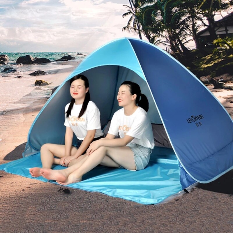 Automatic Instant Pop Up Tent Potable Beach Tent Lightweight Outdoor UV Protection Camping Fishing Tent Cabana Sun Shelter