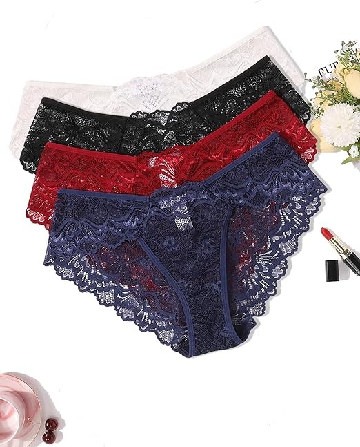 Avidlove Women's Lace Lingerie Sexy Low-Rise Panties Breathable Bikini Briefs 3-6 Pack
